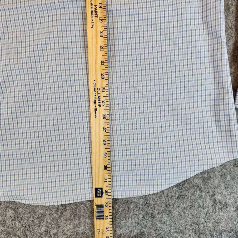 Charles Tyrwhitt Dress Shirt Men 17/36 Blue Plaid‎ Slim Non Iron Work Business - Picture 9 of 10